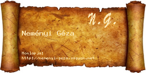 Neményi Géza névjegykártya